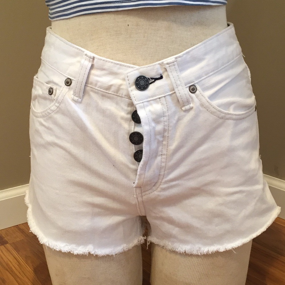 Free People High-Waisted Shorts in White